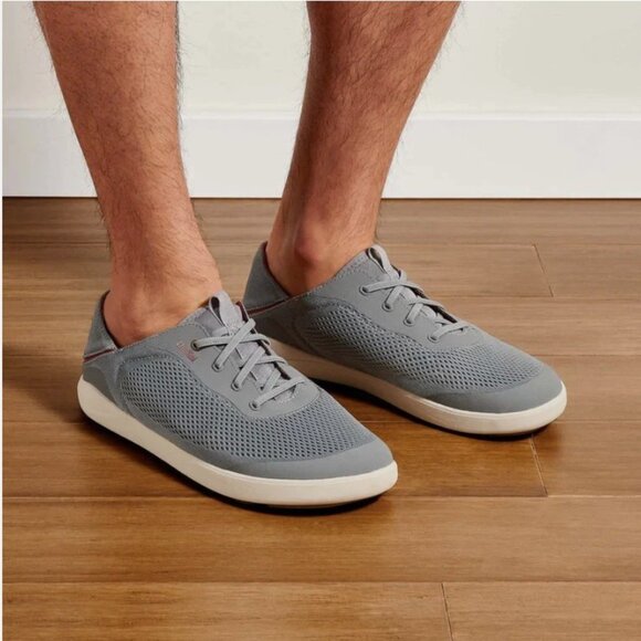 OluKai Moku Pae Men’s No Tie Boat Shoes Size 11 $120 in Grey - Picture 1 of 14